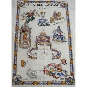 Vintage Vatican City Cotton Kitchen Tea Towel Citta Del Vaticano Italy